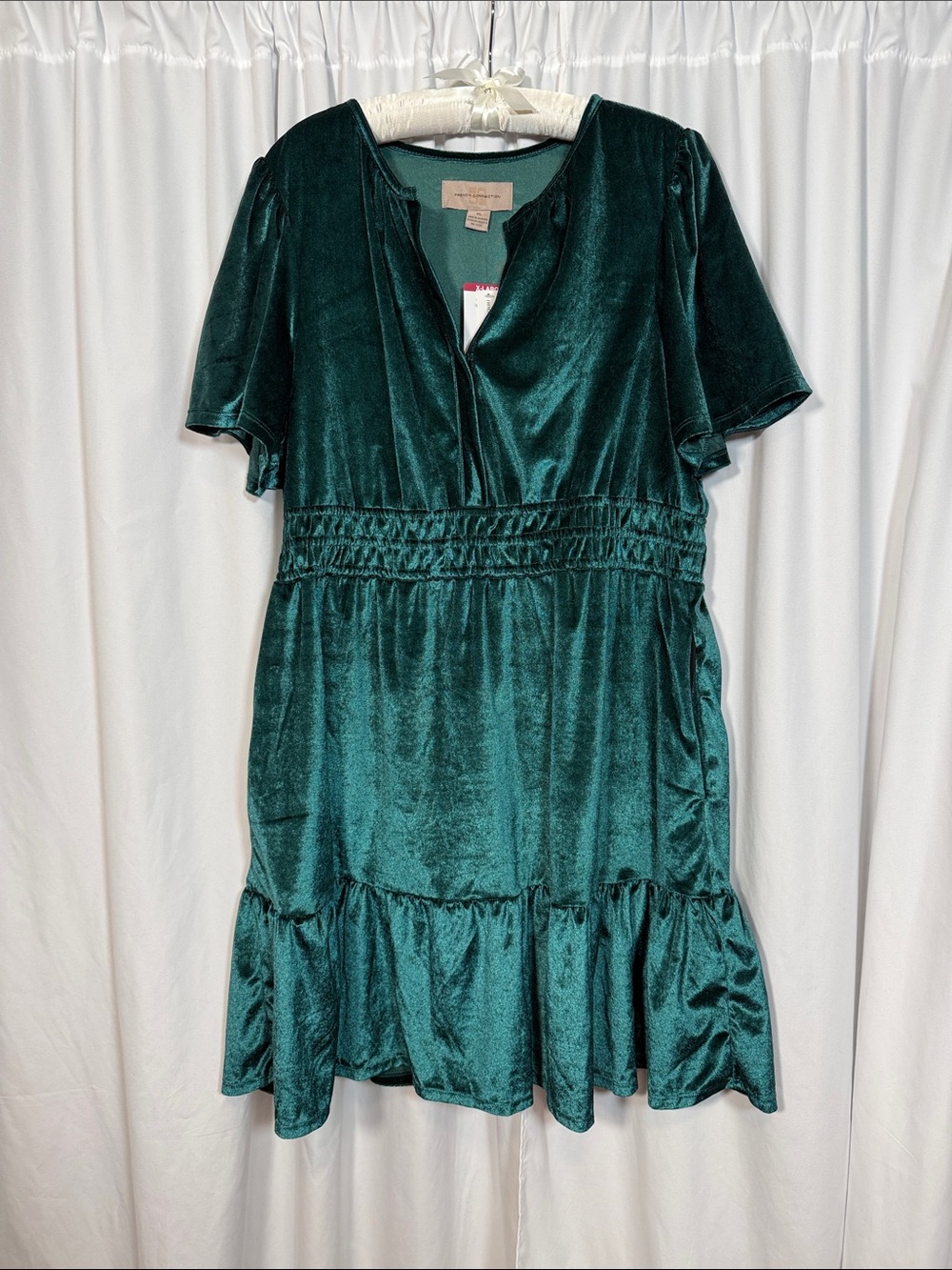 French Connection Emerald Green Velvet Mini Dress